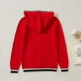 thumbnail image 4 of LYHaoo Boys Knit Cardigan Sweater Boys Girls School Sweater Hooded Zip Up Knit Cardigan For Kids Teens Casual Warm Long Sleeve Pullover 12-13 Years(Red), 4 of 5