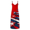 thumbnail image 4 of Frostluinai Womens 4th of July Patriotic Dresses V Neck Spaghetti Strap Maxi Dress USA Stars Striped Fourth July Dress Flowy Holiday Dress, 4 of 5