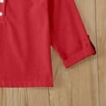 thumbnail image 5 of WOYY Little Boys Cotton Linen Henley T-Shirt 3/4 Sleeve Solid Color Casual T Shirt, 5 of 6