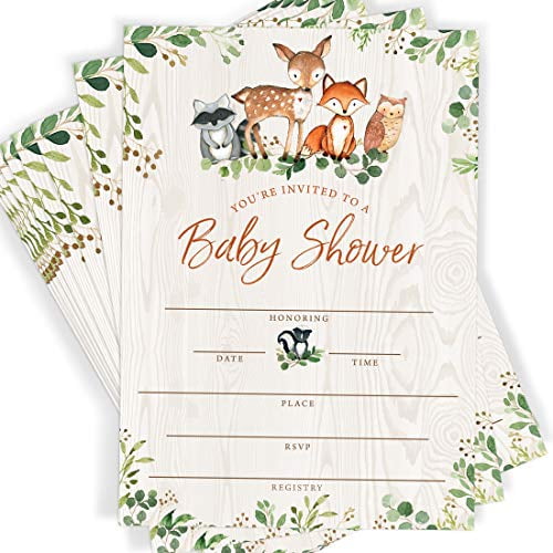 Baby Shower Invitations and Envelopes, Woodland Animals, Set of 25$$Home Decor, Kitchen, & Other