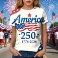 thumbnail image 5 of UngA Women's 250Th America Anniversary Casual Printed T-Shirt Faith 250 Years Patriotic Flag Tee 4Th of July T-Shirts for Women (Beige,L), 5 of 8