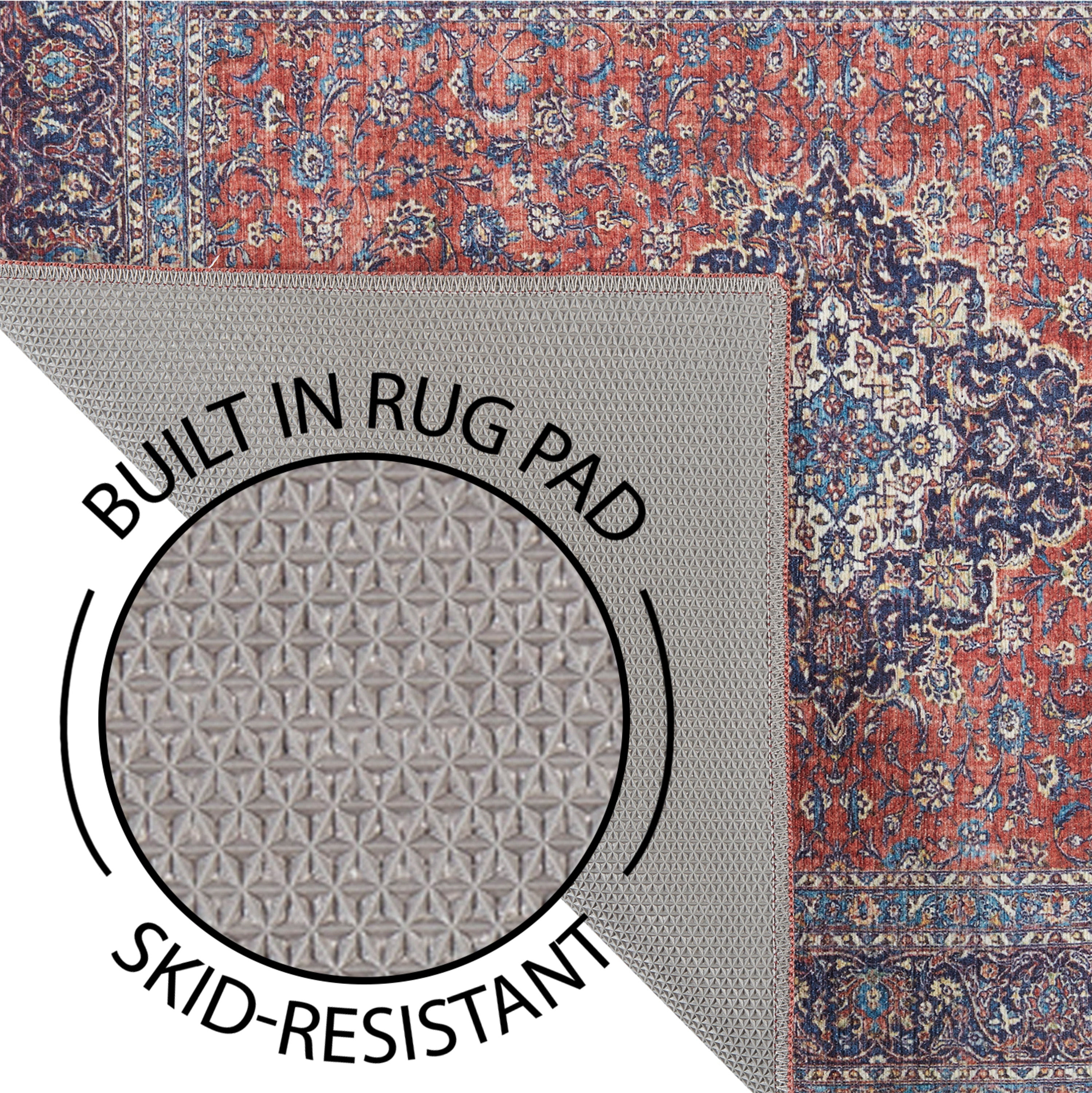 Multi Medallion Washable Skid-Resistant Area Rug, 2' 7.5" x 4' 2"