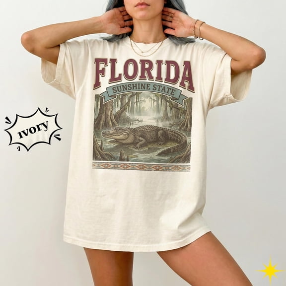 Florida Sunshine State Shirt, Vintage Alligator Graphic Tee, Retro Southern T Shirt