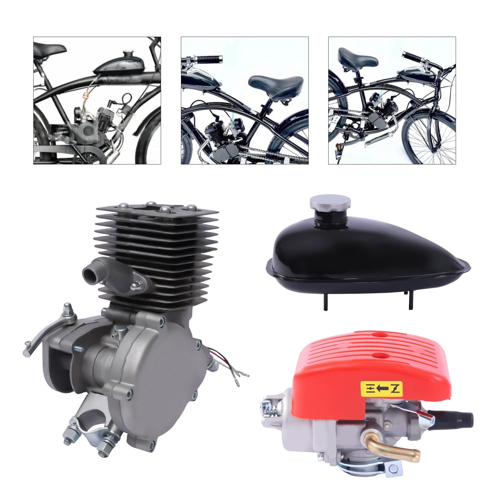 Anqidi Full Set 100CC 2-Stroke Bicycle Gasoline Engine Motor Kit Upgrade Hydraulic Handle DIY Gas Motorized Bike Modified Set