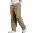 thumbnail image 3 of Men's Cotton Casual Pants Twill Straight-Leg Full Elastic Waist Pull On Cargo Pants Spring Fall Lightweight Workwear Trousers with Multi-Pocket Ginger XL, 3 of 6
