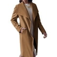 thumbnail image 4 of Women's Lapel Pea Trench Coat Long Jacket Open Front Belted Overcoat with Belt, 4 of 6