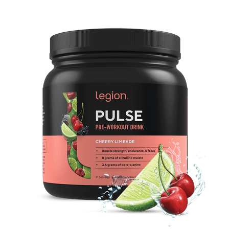 Legion Pulse Pre Workout with Caffeine for Energy  Cherry Limeade  20 Servings