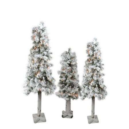 set of 3 pre lit flocked woodland alpine artificial set of 3 pre lit flocked woodland alpine artificial