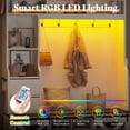 thumbnail image 6 of VANACC Farmhouse Hall Tree with Bench and Shoe Cabinet, LED Entryway Organizer, Rustic White, 6 of 9