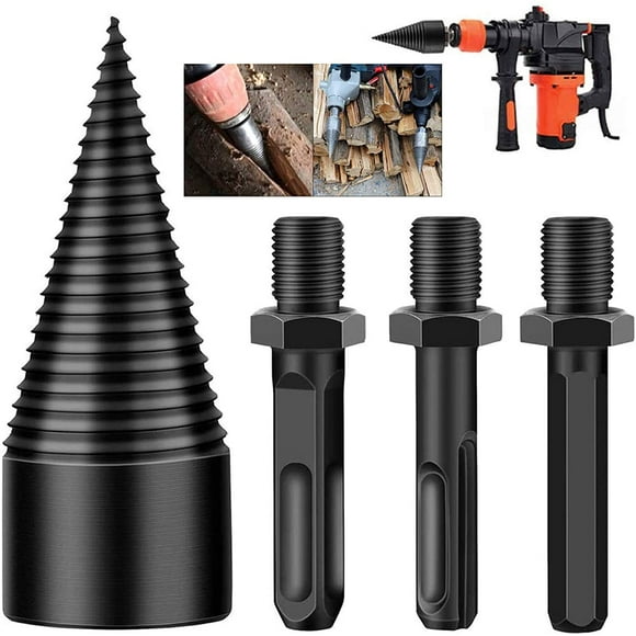 Removable Firewood Cone Drill Bit,Wood Splitter Drill Bit,Removable Firewood Log Splitter Drill