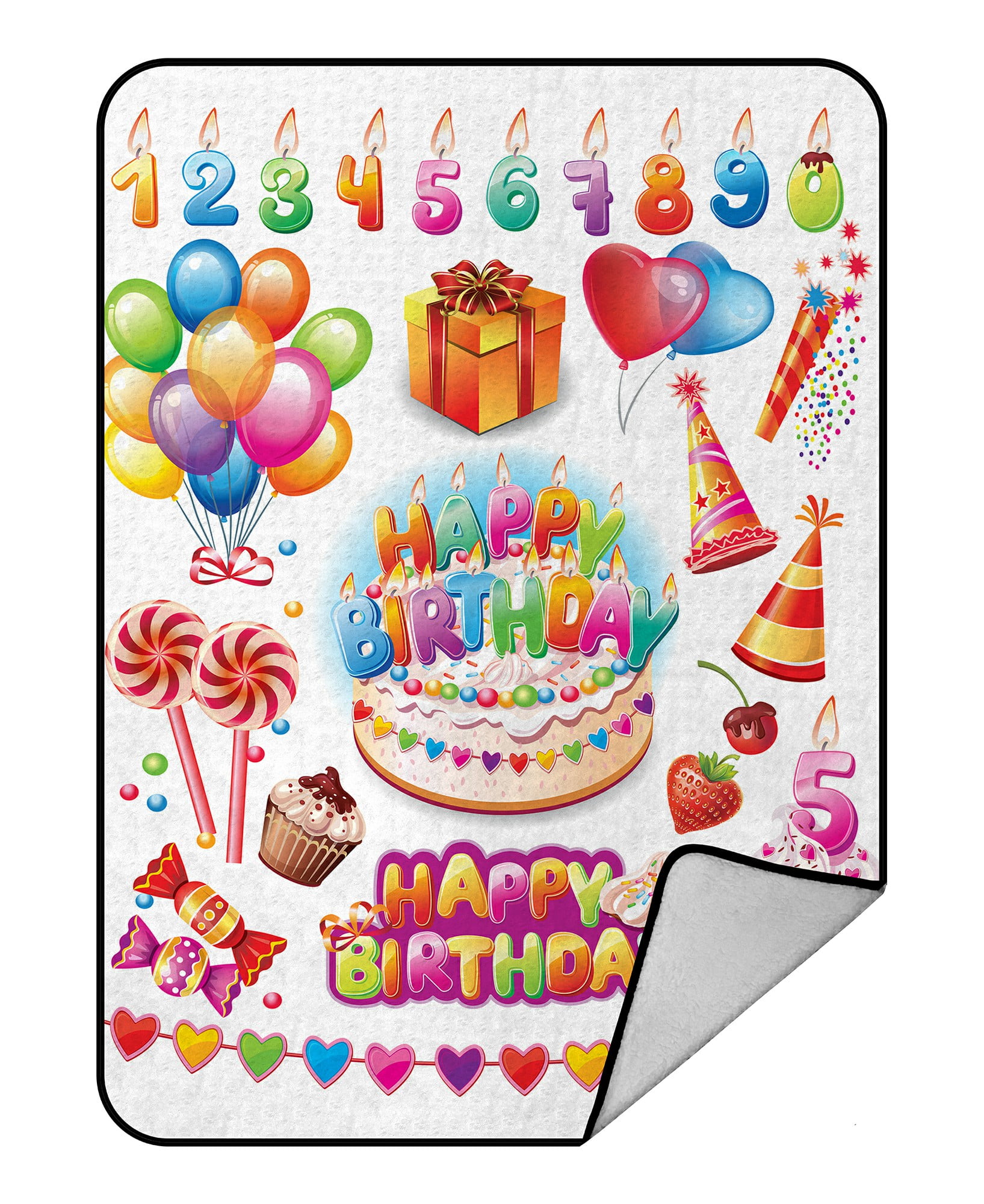 ECZJNT Happy birthday set Throw Blanket Fleece Blankets Plush Blanket