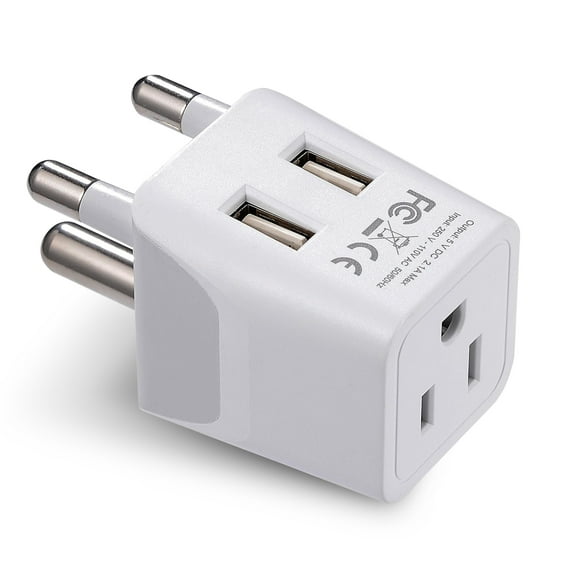 Ceptics CTU-10L S. Africa, Botswana Travel Adapter Plug - Type M - Dual USB Devices
