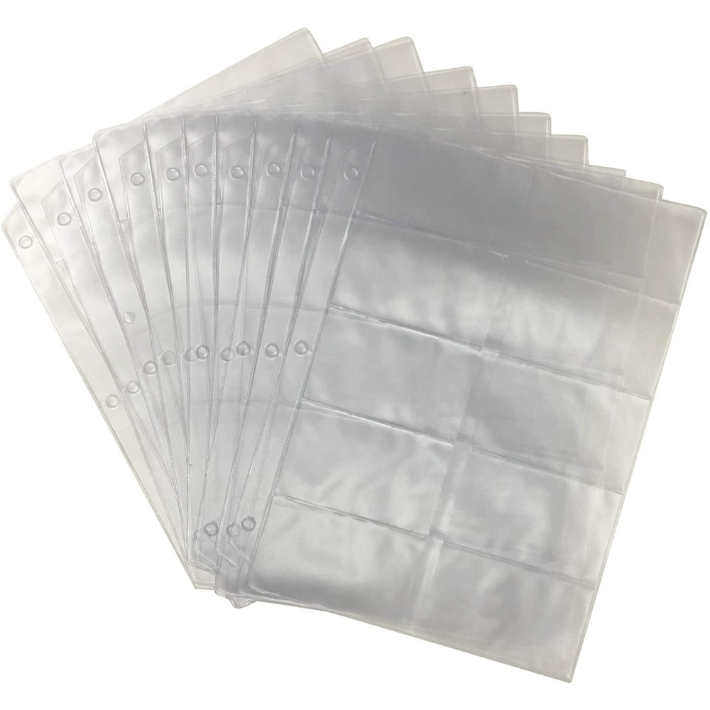 Business Card Sheet Protectors, Refill Sheets for 3 Ring Binder, 10