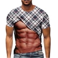 thumbnail image 2 of Jinhomg Mens Funny Party Tops Novelty Funny 3D Muscle Plaid Print T-Shirts Big and Tall Comfy Short Sleeve Crew Neck Tees 2025 Fashion Tops Deals for Today on Walmart White M, 2 of 5
