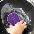 thumbnail image 4 of Multipurpose Kitchen Scrub Sponges, Heavy Duty Dual-Sided Cleaning Non-Scratch Scrub Sponge, Reusable Durable Microfiber Sponge for Household Cleaning, 1Pc, Available in 7 Colors(Purple,6.3x3.9"), 4 of 8