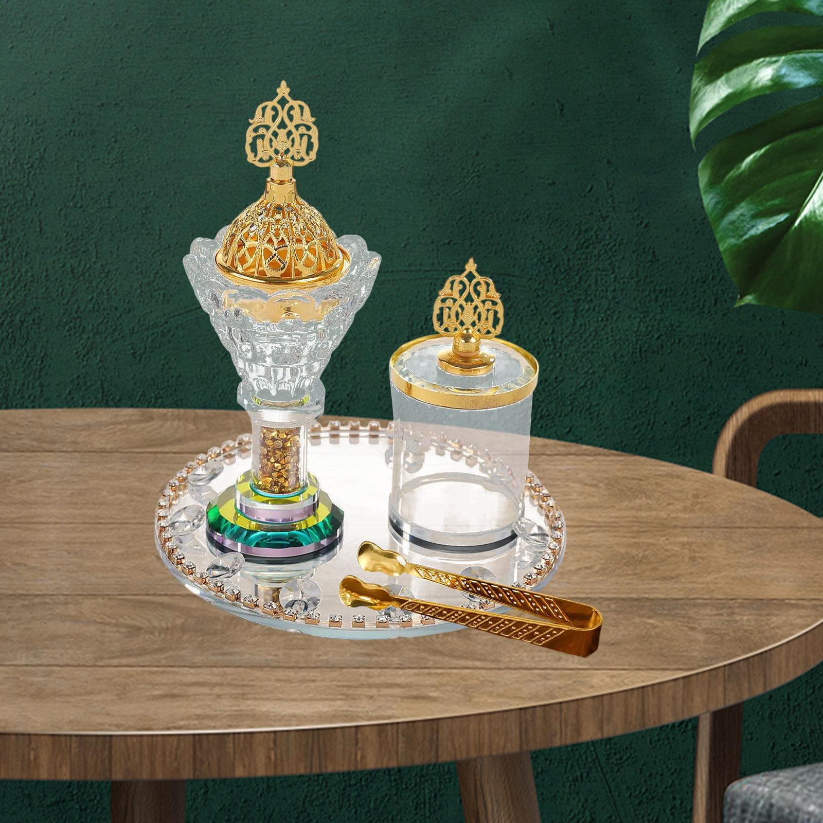 Baoblaze Glass Incense Burner Set Ornament Arabian Incense Holder for Office SPA