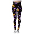 thumbnail image 5 of Womens Halloween Leggings Elastic High Waist Funny Print Slim Fit Lifting Tights Pants Workout Yoga Pants, 5 of 6