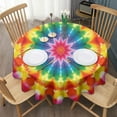 thumbnail image 3 of Colorful Rainbow Tie Dye Spiral Pattern Round Tablecloth 60"x60",Wrinkle Wipeable Table Cloth for Kitchen Dining Room Picnic Patio Party, 3 of 6