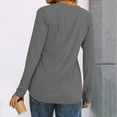 thumbnail image 3 of Womens Long Sleeve Shirts Business Casual Outfits Dressy Tops Blouses Henley V Neck Fall Clothes Gray 2XL, 3 of 5