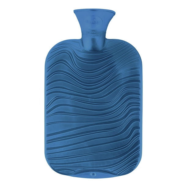 Fashy Double Ribbed Wave Hot Water Bottle Aqua 2L Water Bottle