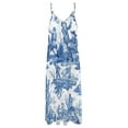 thumbnail image 5 of Blue and White Toile de Jouy Sleeveless Dress bandage dress dresses for woman, 5 of 6