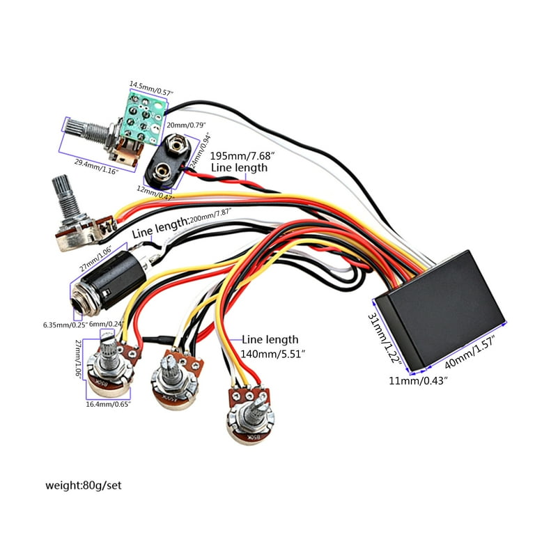 Apooke Prewired Bass Preamp Circuit Pickup Active Passive EQ
