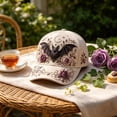 thumbnail image 2 of 3D Halloween Embroidered Baseball Cap, Pumpkin Ghost Embroidery Cotton Fall Hat for Women, Adjustable Baseball Cap for Fall Halloween Party Gift(Bat), 2 of 5