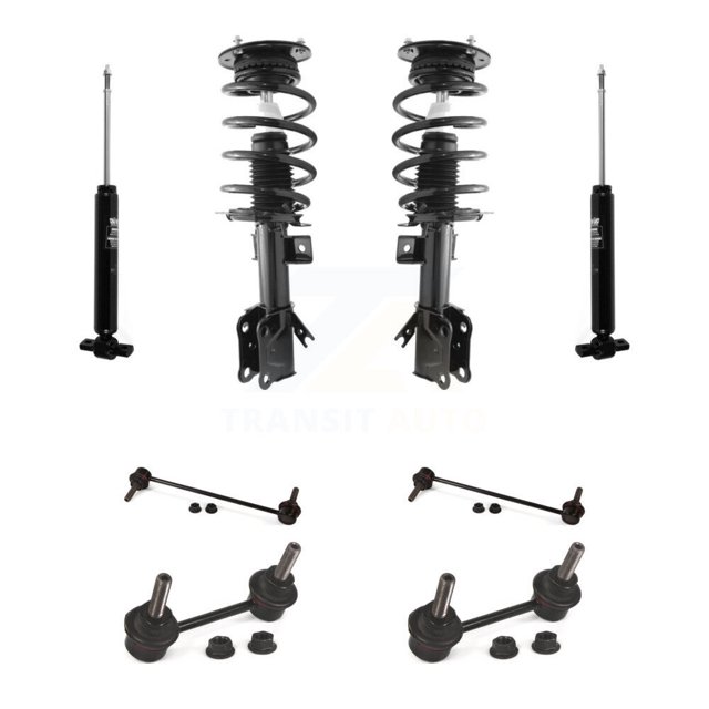 Transit Auto Front Rear Complete Suspension Strut Shock & TOR sway Bar Link Kit for Car Ford Fusion - Left Right Side (Driver Passenger) KSS-107673