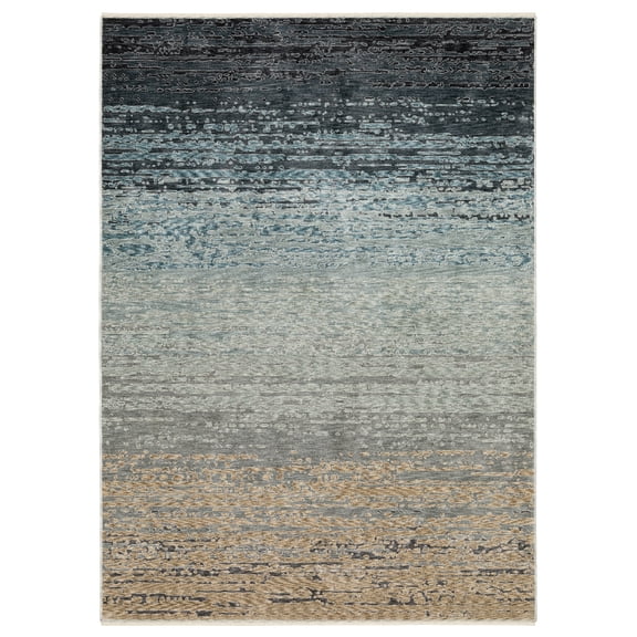 Oriental Weavers Echo ECH09 - Machine Woven Indoor Area Rug - 6'7" x 9'6" - in Blue/ Beige - Modern & Contemporary Style,Dining Room, Bedroom, Livingroom Rug