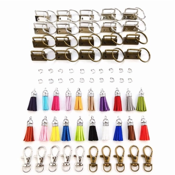 for Key Fob Hardware Set Includes 20pcs Keychain Hook 20pcs Leather Keychain Tassel 20pcs Split Ring 10pcs for Key Hook