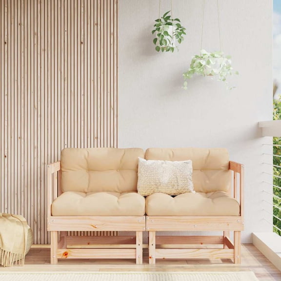 vidaXL Garden Corner Sofa Natural Solid pine wood Medium Modular