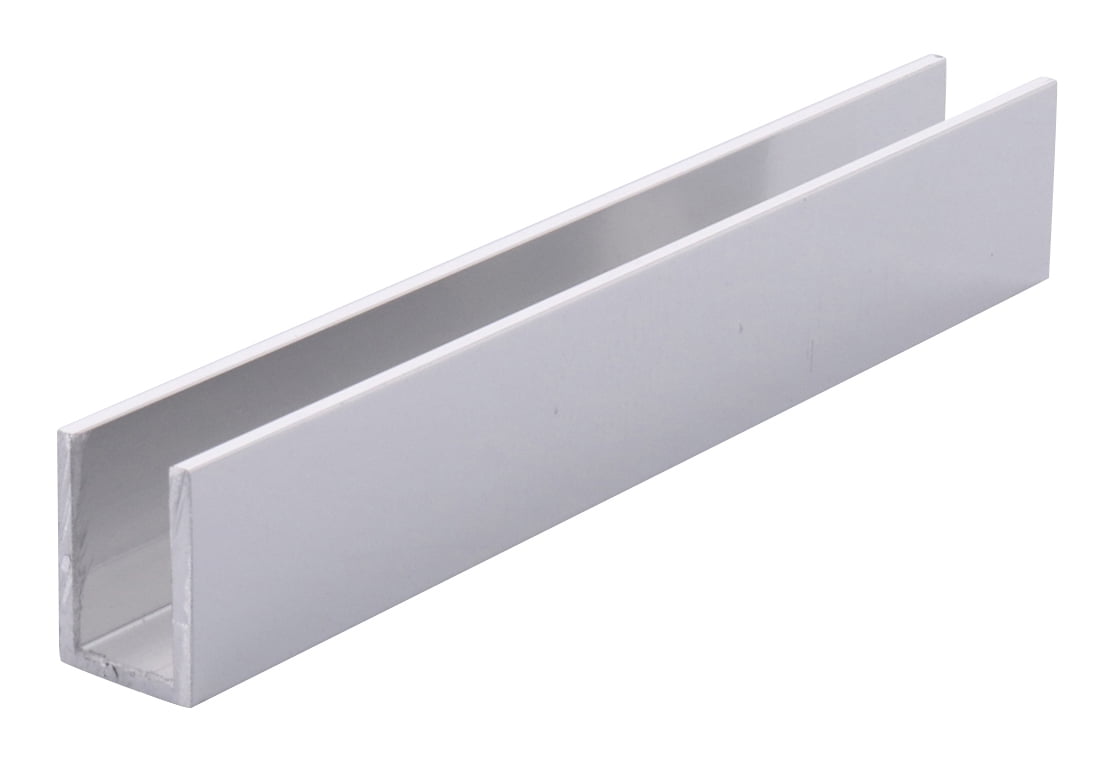Brixwell SDCD38BA-CCP36 Brite Anodized 3/8' Fixed Panel Shower Door Deep U-Channel - 36'