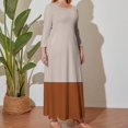 thumbnail image 5 of Large Size Beige Brown Minimalist Artwork Design Long Sleeved Dress Women Dress for Parties Elegant Chic Evening Dresses, 5 of 7