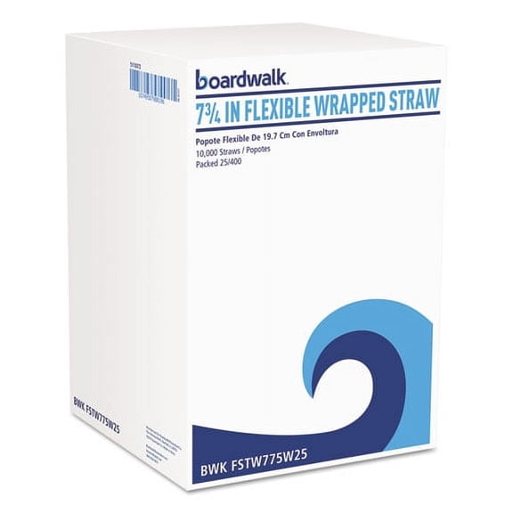 Flexible Wrapped Straws, 7 3/4", White, 500/Pack