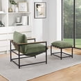 thumbnail image 3 of Sanders Sling Chair & Ottoman Matte Black Metal Frame in Green Chenille Fabric, 3 of 10