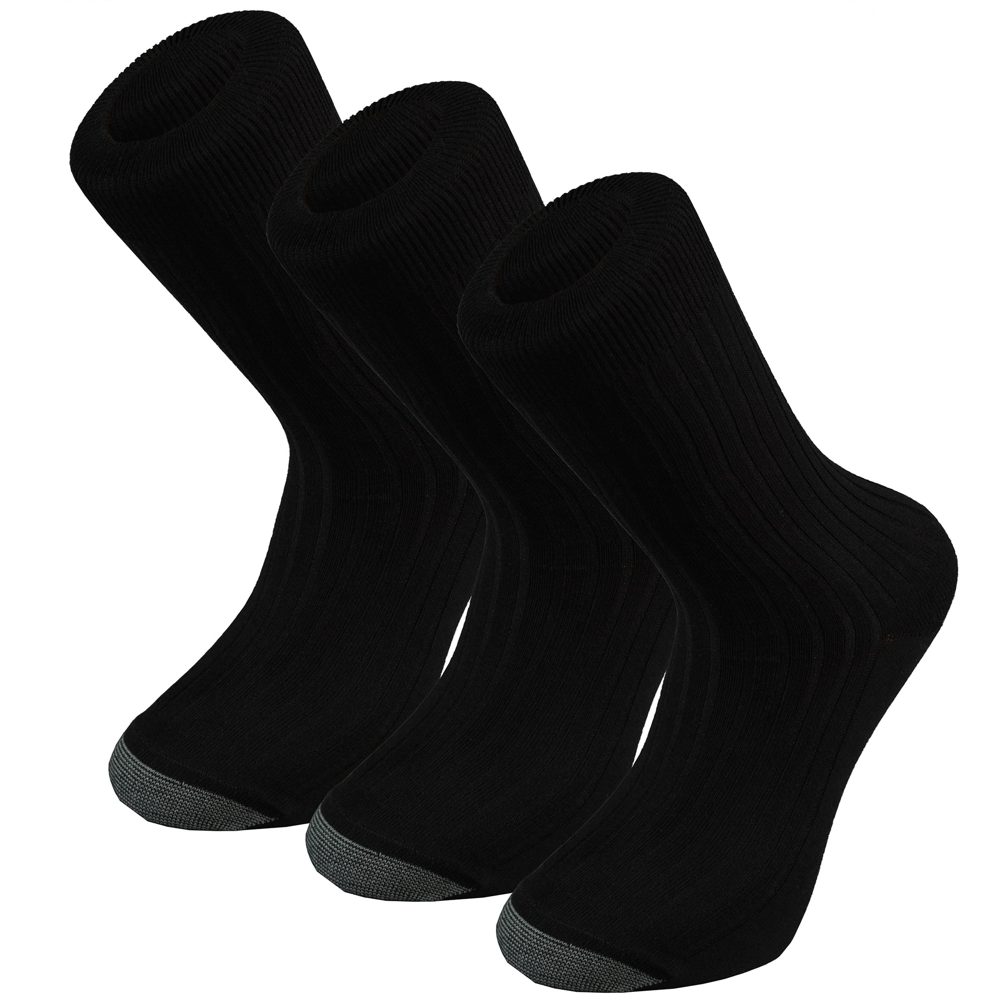 Men's Cotton Ribbed Black Dress Socks,3 Pack,Sock Size 9.5-11 - Walmart.com