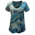 thumbnail image 1 of Pompotops Blouse T-Shirt à Col en V Imprimée à Manches Courtes Décontractée d'Été pour Femmes Hauts pour Dames, 1 of 1