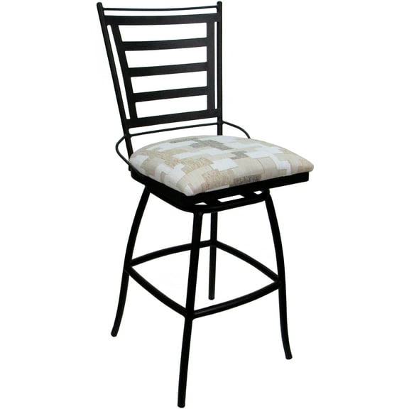 Aluminum Outdoor Counter Bar Stool 26" Jenna NO Arms - Craft White Fabric- Black