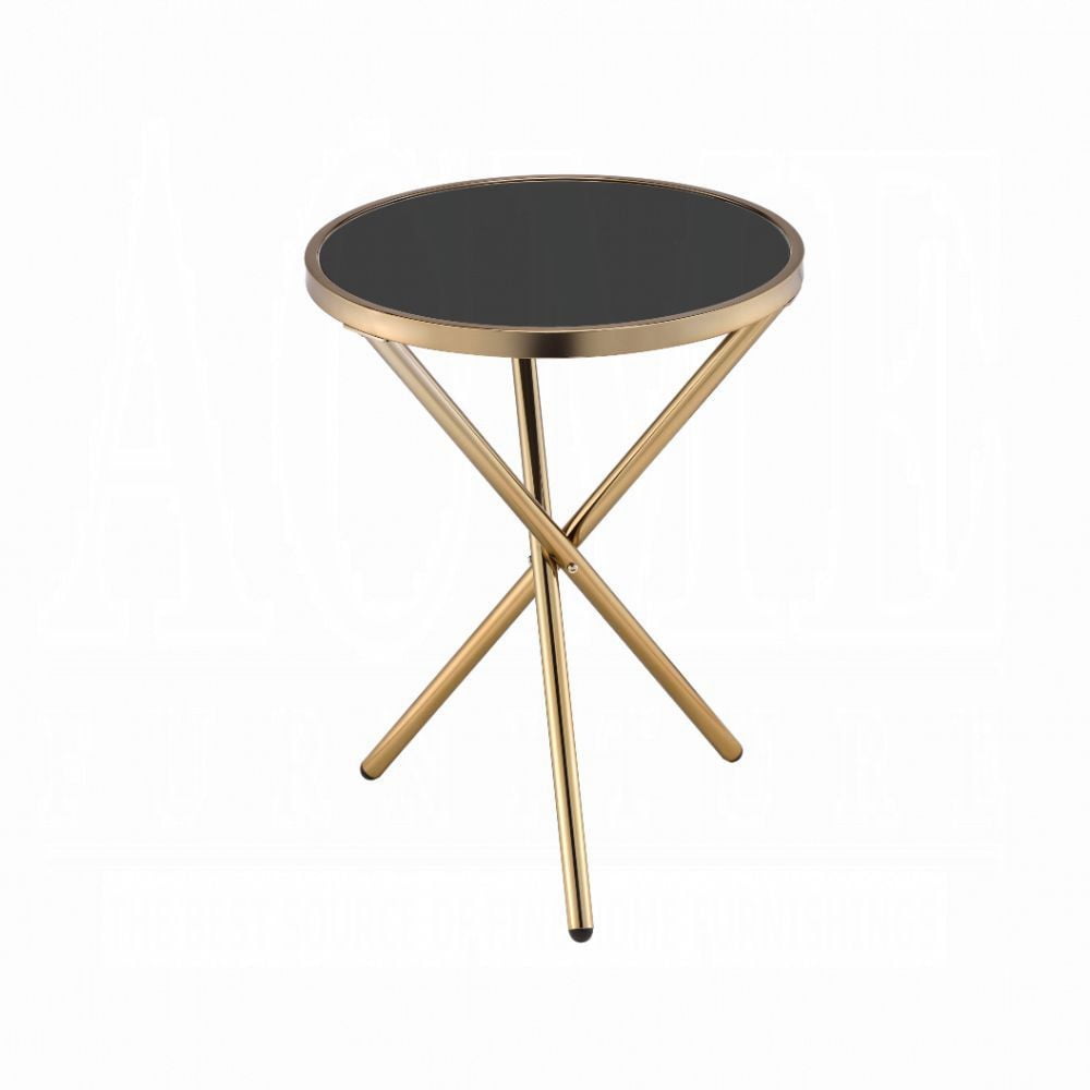 Side Table Champagne & Black Glass