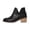 Black, variant on Women's Ankle Boots Slip on Cutout Pointed Toe Chunky Stacked Low Heel Booties Cutout Shoes