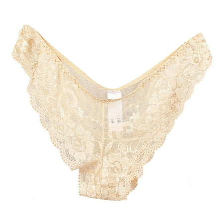 

iOPQO Intimates womens underwear Women y Lace See-Through Breathable Soft Briefs Panties Lingerie Underwear Beige XXXXL