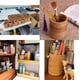 thumbnail image 4 of Paquete de 2 portalápices de ratán, soporte para brochas de maquillaje hecho a mano, organizador de escritorio de vid tejida, caja contenedora para bolígrafos, 4 of 5