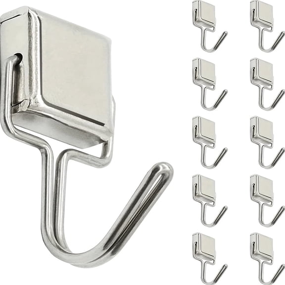 All-Purpose Magnetic Hooks, Super Strong Magnetic Hooks,Silver Locker Magnets, Powerful Magnet Hooks for Refrigerator, Locker, Home and Office Use, Set of 10