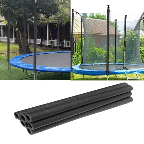 Trampoline Pole Foam Covers, 6-Pack PE Sponge Anti-Collision Replacement Sleeves, Black Protective Padding for Outdoor Trampoline Net Poles, 15.7 Inch