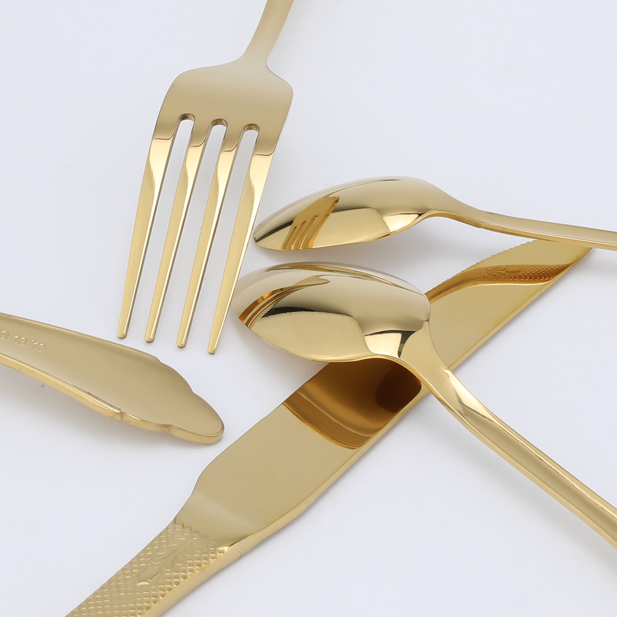 Unique Bargains 20Pcs Stainless Steel Floral Flatware Set For 4 Silver