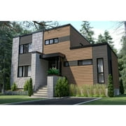 The House Designers: THD-7489 Builder-Ready Blueprints to Build a Compact Two-Story Contemporary House Plan with Full Unfinished Basement Foundation (5 Printed Sets)