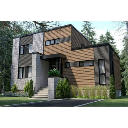 The House Designers: THD-7489 Builder-Ready Blueprints to Build a Compact Two-Story Contemporary House Plan with Full Unfinished Basement Foundation (5 Printed Sets)