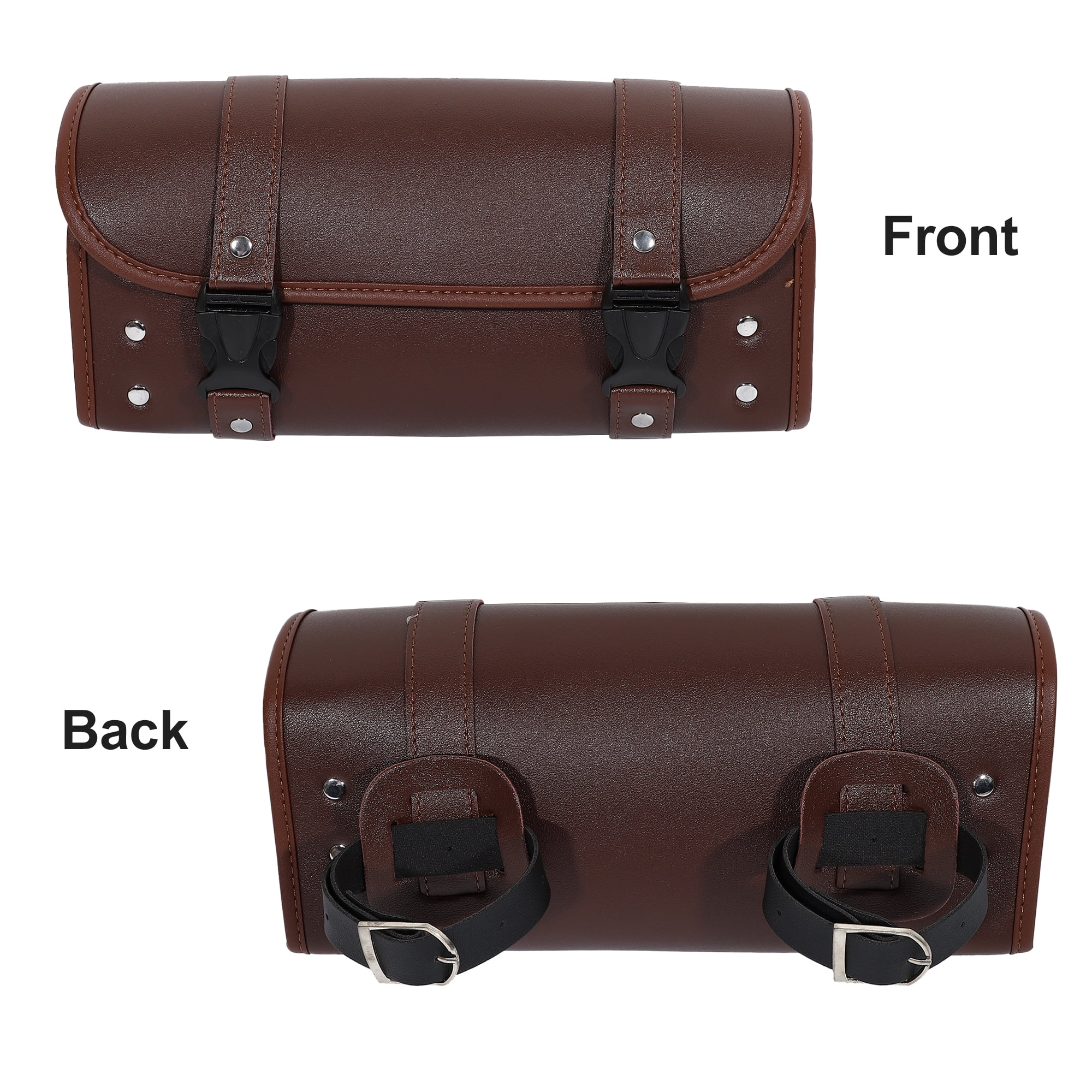 Unique Bargains Motorcycle Tool Bag Waterproof PU Leather Brown 11.81"x5.12"