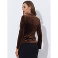 thumbnail image 4 of Chaqueta de terciopelo Allegra K Vintage con botón de solapa para mujer Marrón L, 4 of 5