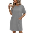 thumbnail image 5 of Kvsilth Women's Casual Dresses Loose Solid Short Sleeve Summer Dress with Pockets Daily Street Wear, 5 of 6